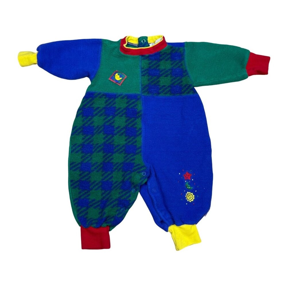 Vintage 90s Gymboree Rainbow Tag Terrycloth Colorblock Newborn Romper Pajamas